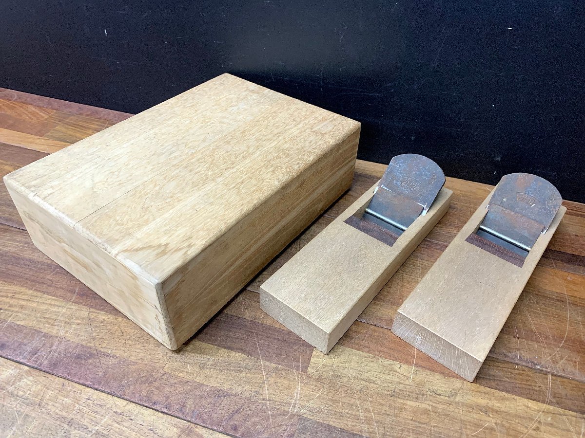 ★中古★在銘鉋 酔月 福禄壽 台付鉋 寸八 70mm 2本セット 箱あり 宮大工 かんな カンナ plane kanna 大工道具 職人)倉b