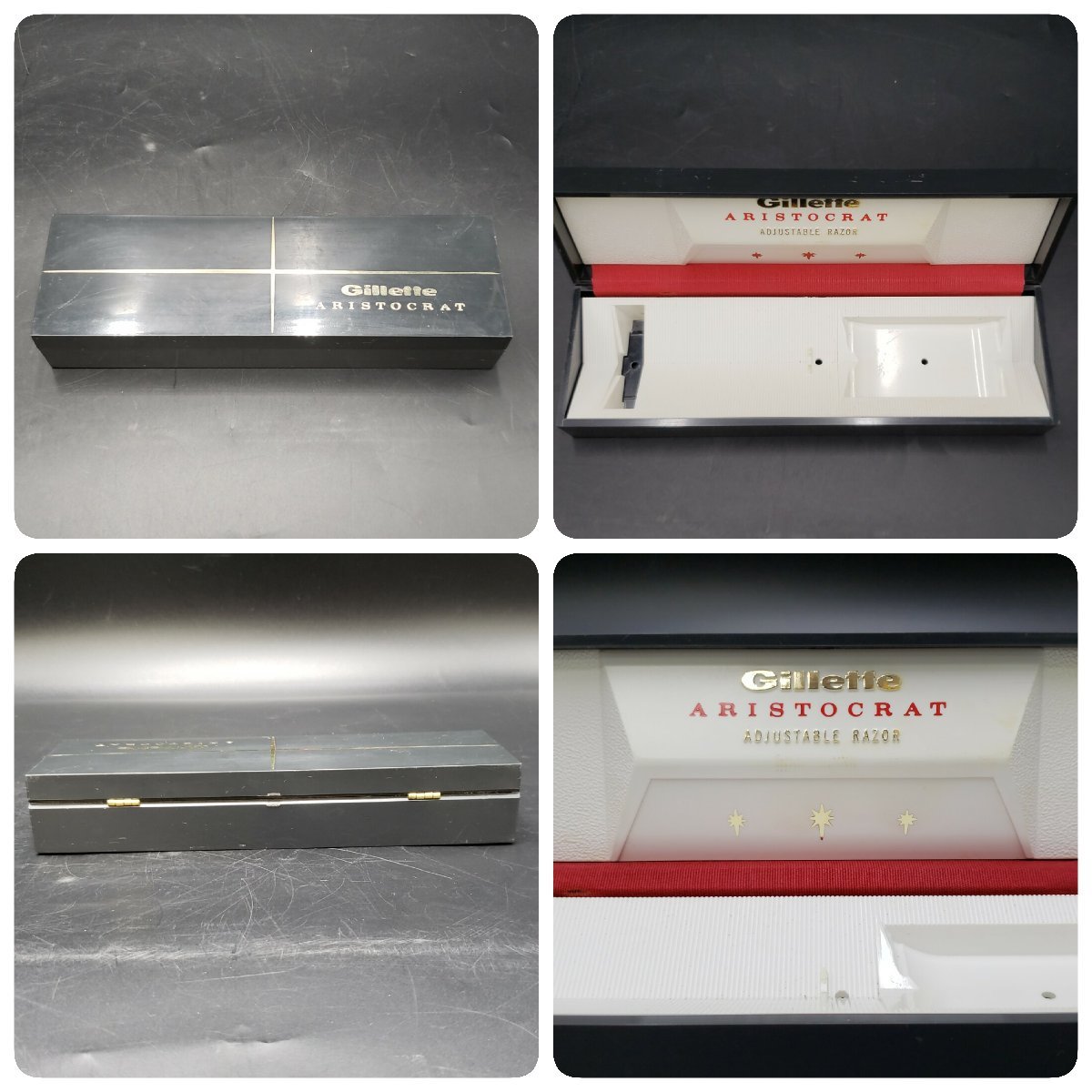 剃刀 Gillette ARISTOCRAT RAZOR ジレット 両刃カミソリ ゴールド 替刃 