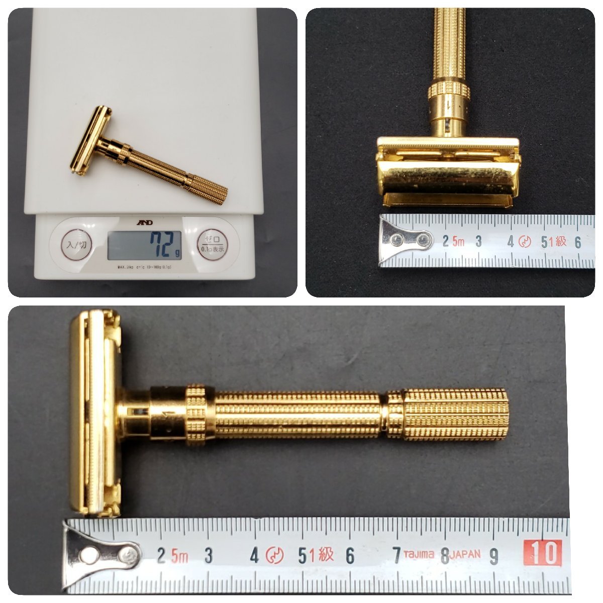 剃刀 Gillette ARISTOCRAT RAZOR ジレット 両刃カミソリ ゴールド 替刃 