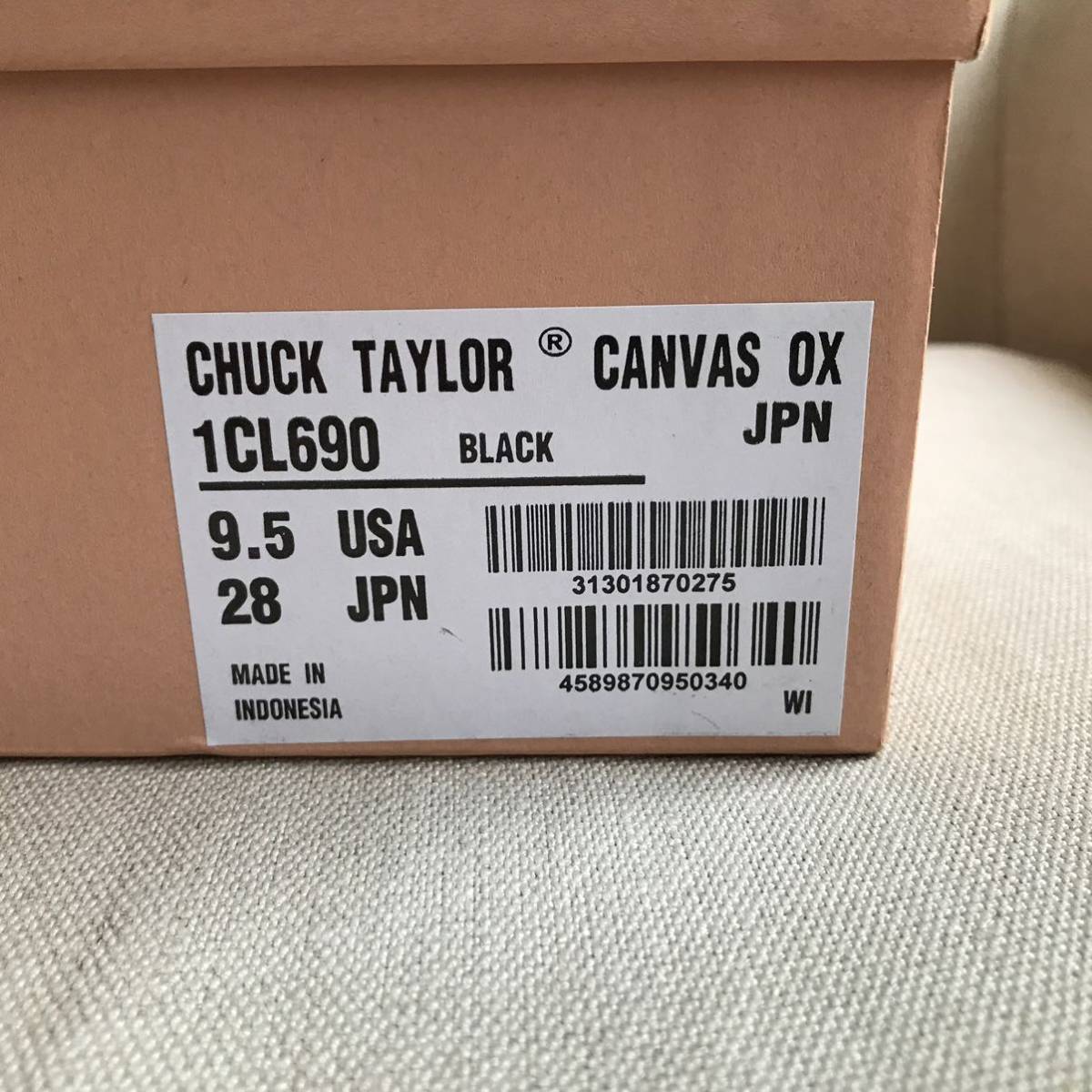 28cm CONVERSE ADDICT CHUCK TAYLOR CANVAS OX BLACK 1CL690 