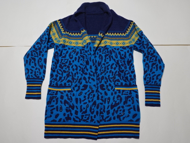 □0202□カシミヤ100% 伊太利屋 ロング丈 カーディガン 9 スパンコール