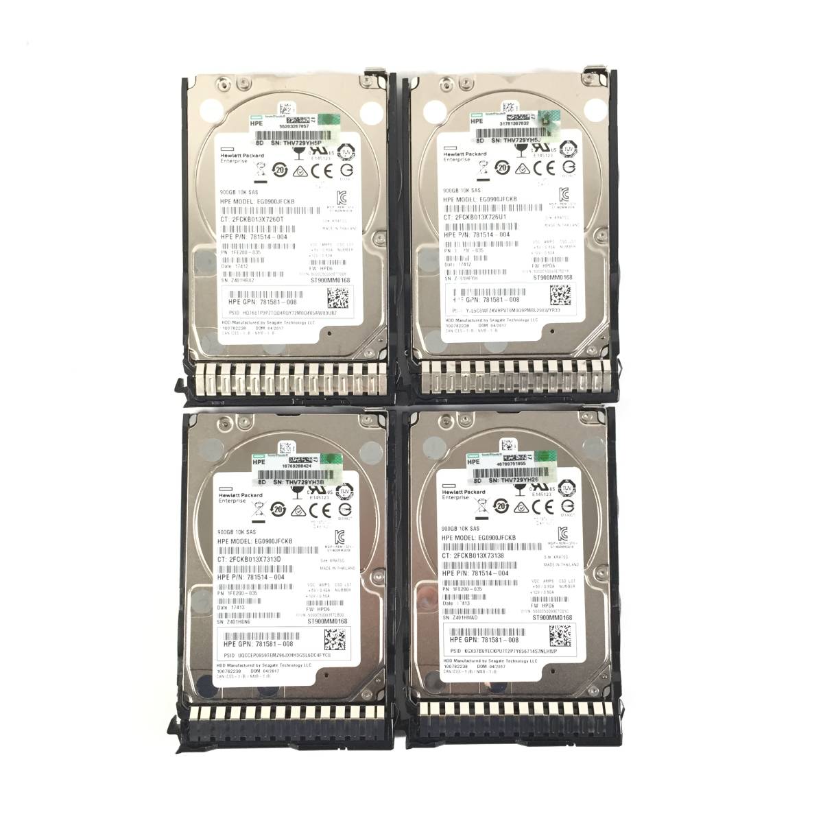 K5020267 HP 900GB SAS 10K 2.5インチ G8マウンタ HDD 4点【中古動作品