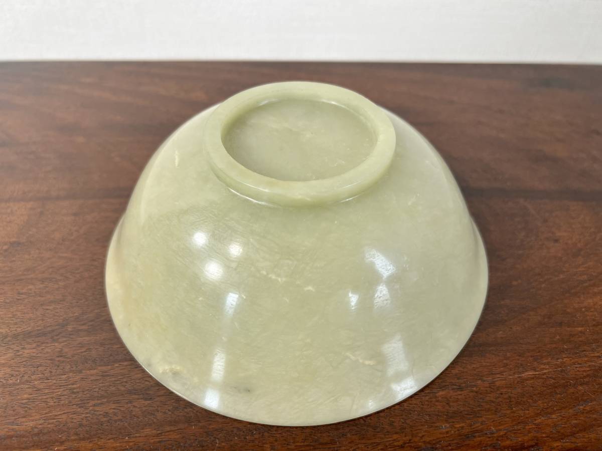 中国美術 天然 古玉碗 / 唐物 翡翠 白玉 茶碗 茶道具 煎茶道具 古美術 