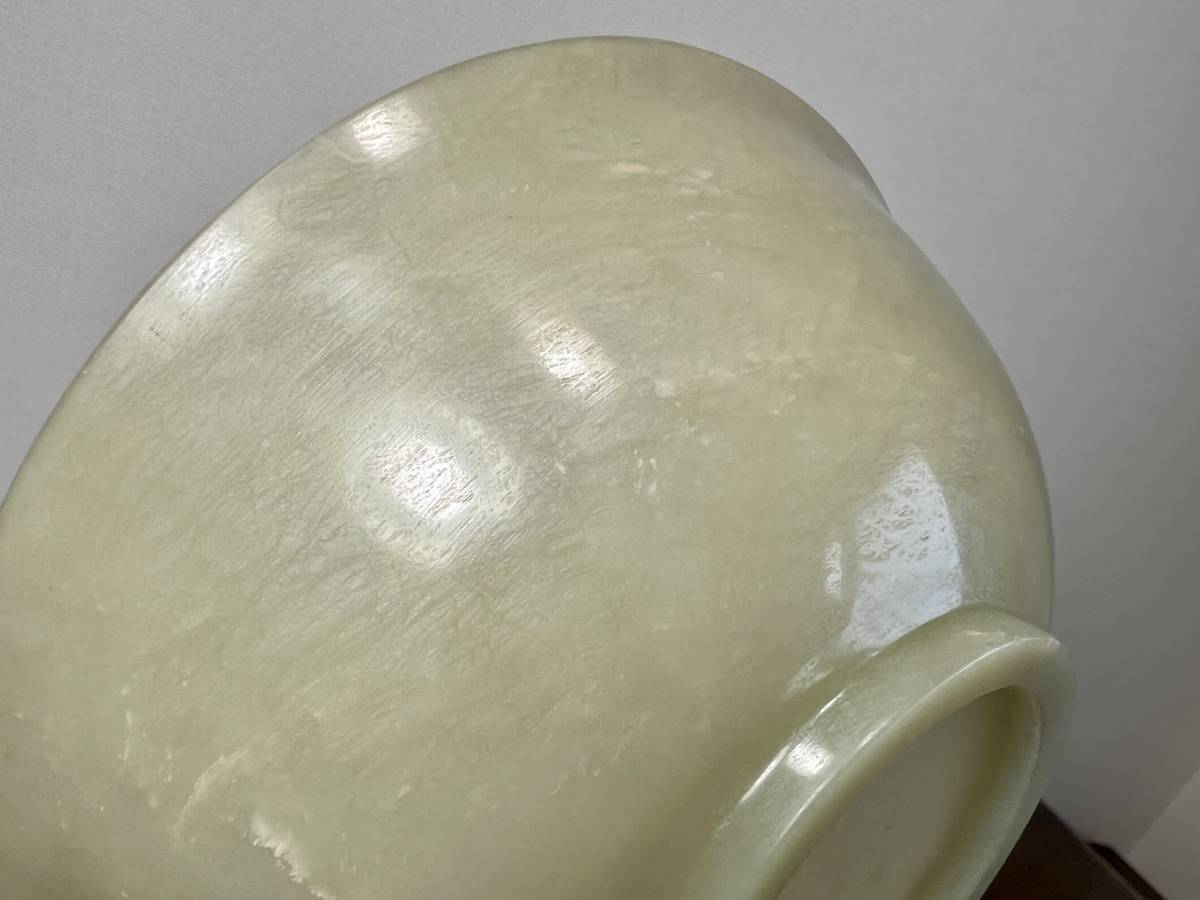 中国美術 天然 古玉碗 / 唐物 翡翠 白玉 茶碗 茶道具 煎茶道具 古美術 
