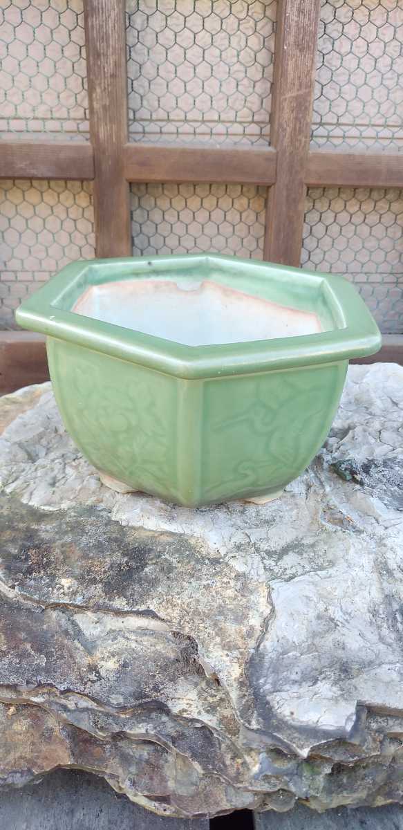 明治～大正 植木鉢 盆栽鉢 青磁 六角形(鉢)｜売買されたオークション