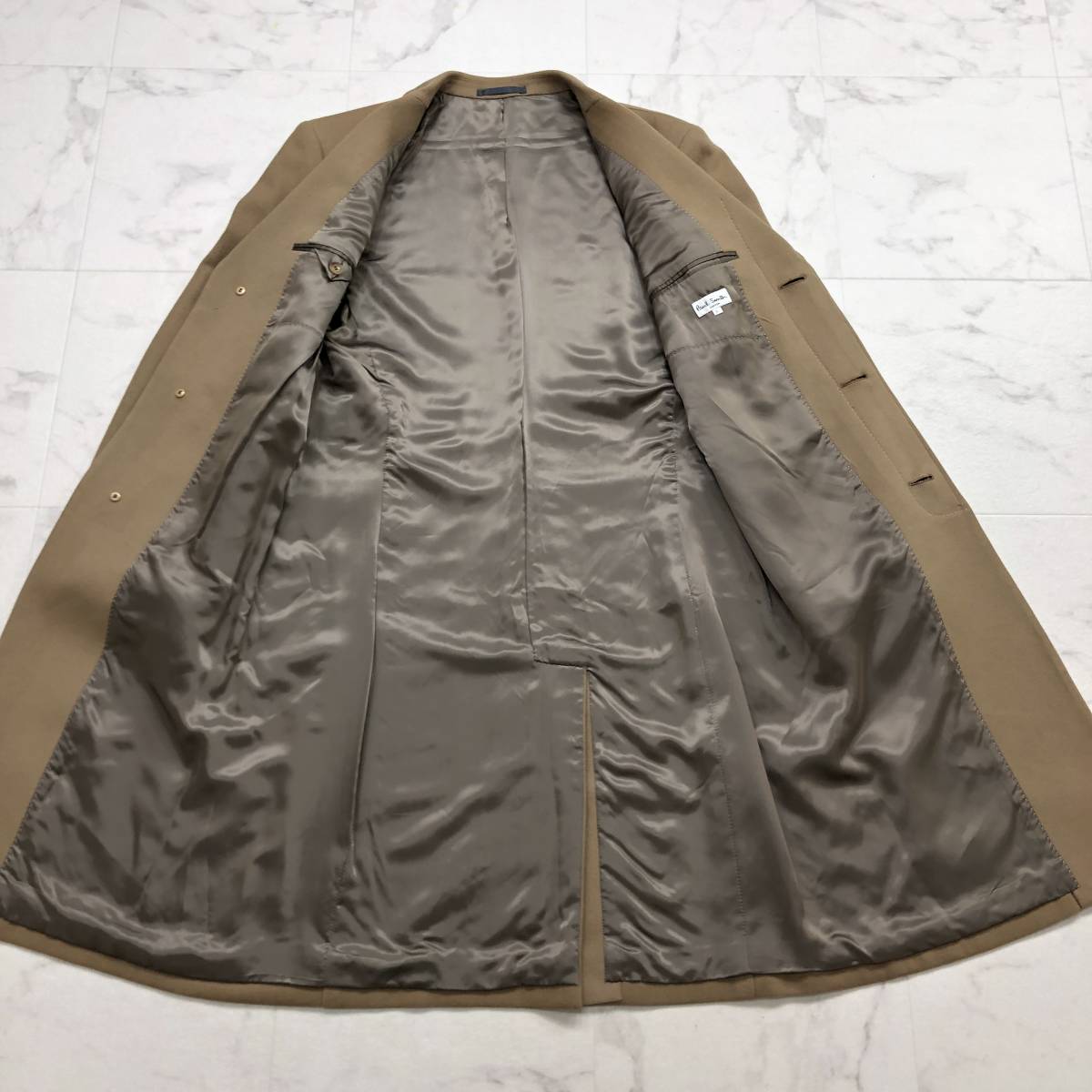 【極美品】ポールスミスロンドン 超ロング アンゴラ混 ダブルチェスターコート L 極美品】ポールスミスロンドン 超ロング アンゴラ混 ダブルチェスター