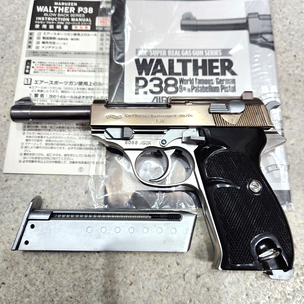WA P38 STAINLESS MODEL エアソフトガン トイガン WA P38 STAINLESS