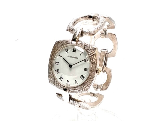 1* レア！スイス製　JAEGER LECOULTRE ジャガー ルクルト 手巻き 彫金 銀無垢 銀時計 シルバー 800 レディース ブレスレット 腕時計