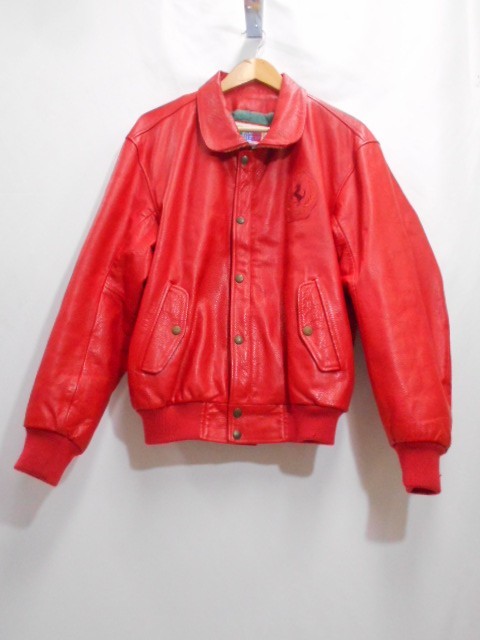 70 送100サ 0213%D09 Ferrari フェラーリ MAGNETI MARELLI マニエッティ マレソ レザージャケット ジャンパー サイズL 中古品
