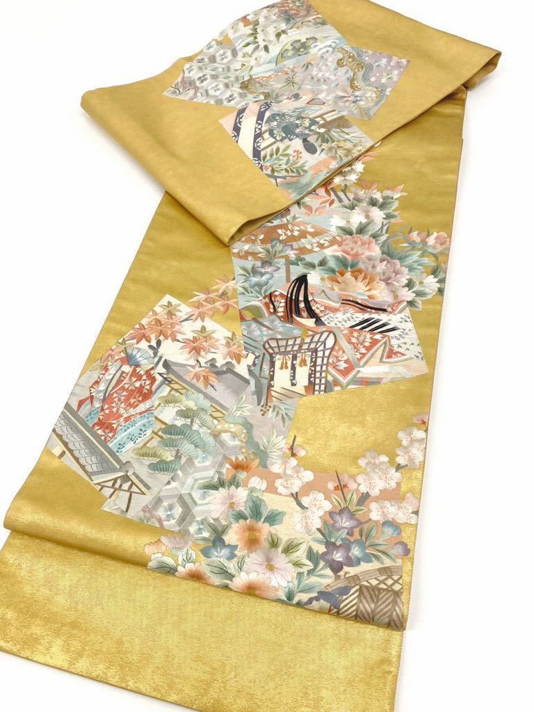 蘇州刺繍 相良刺繍 お太鼓 袋帯 菱文様 花柄 華文様 正絹 k022 蘇州刺繍 相良刺繍 お太鼓 袋帯 菱文様 花柄 華文様 正絹 k022 蘇州刺繍