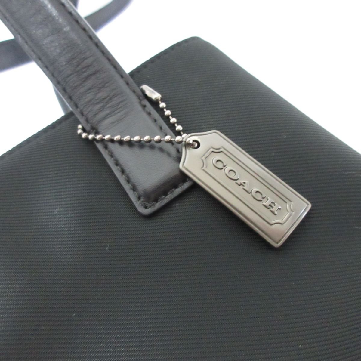 美品 COACH コーチ シグネチャー ナイロン×レザー トートバッグ 