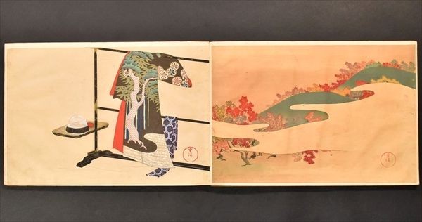 稀ちく佐壹琳派画家神坂雪佳の多色摺木版図案画帖30図案の内25図案入り