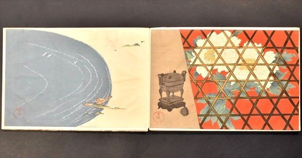 稀ちく佐壹琳派画家神坂雪佳の多色摺木版図案画帖30図案の内25図案入り