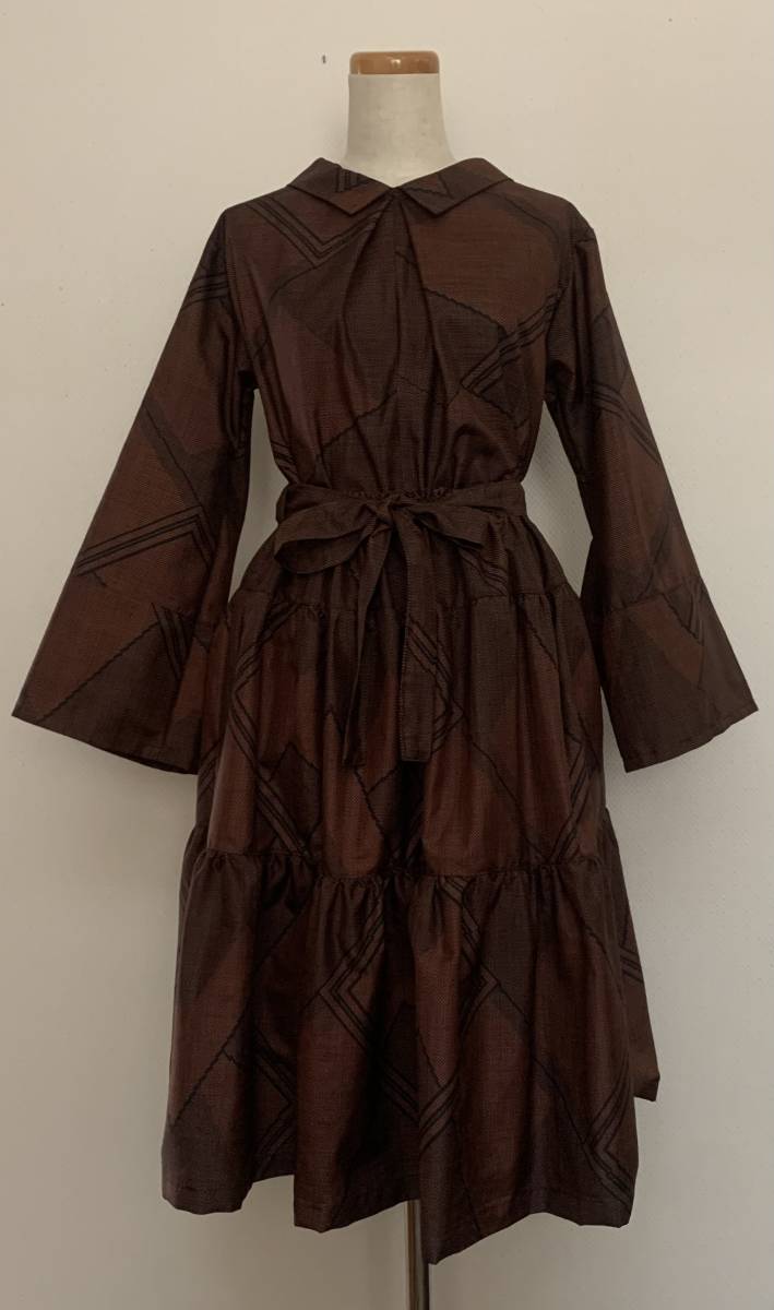 着物リメイク 大島紬 セットアップ ティアードスカートL※handmade※