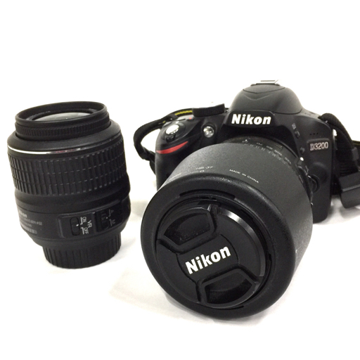 Nikon D3200 AF-S NIKKOR 55-200mm 1:4-5.6G ED 18-55mm 1:3.5-5.6G デジタル一眼レフ カメラ レンズ QR024-90