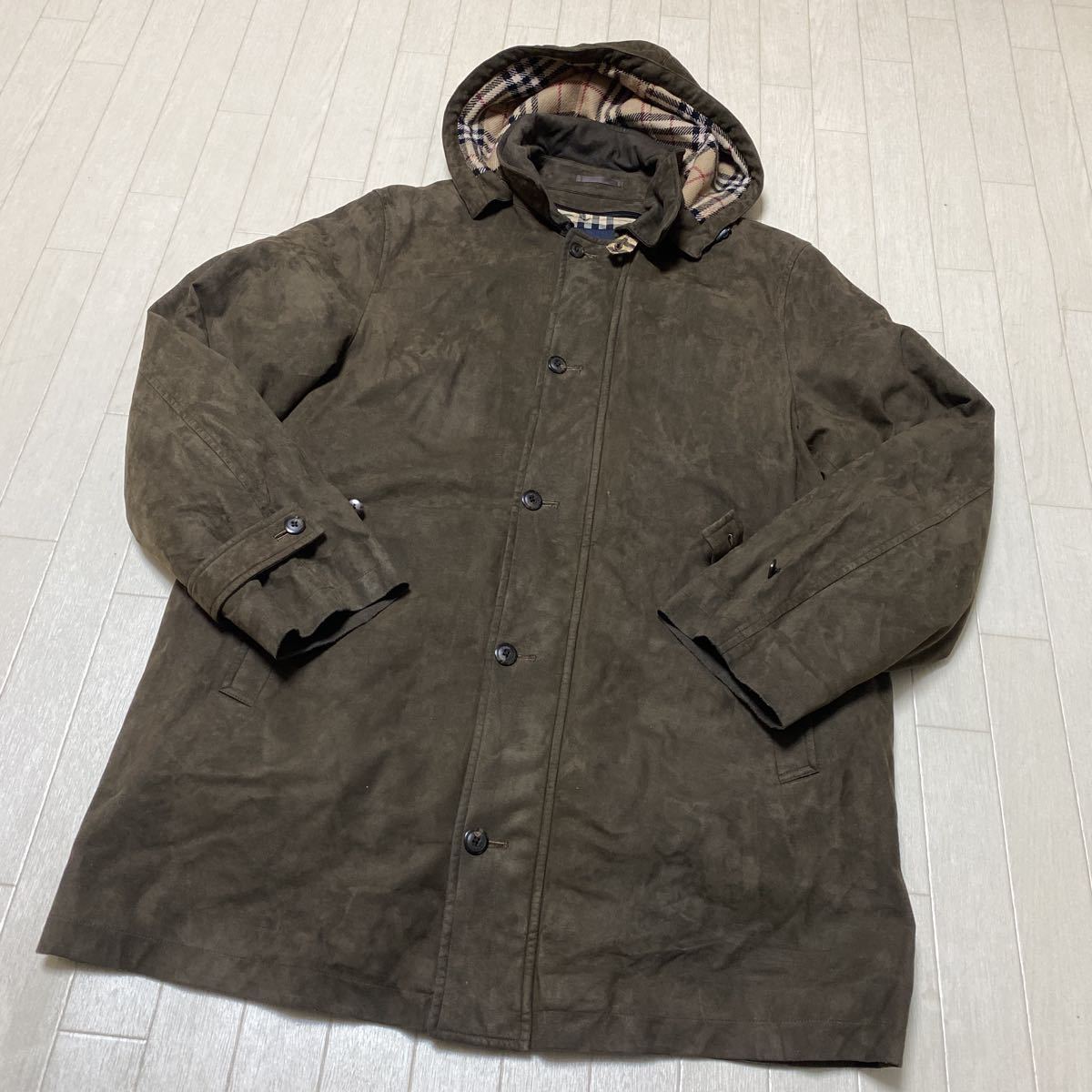 3306☆ BURBERRY LONDON バーバリー ロンドン トップス アウター フード ライナー取り外し可能 メンズ LL ブラウン 日本製