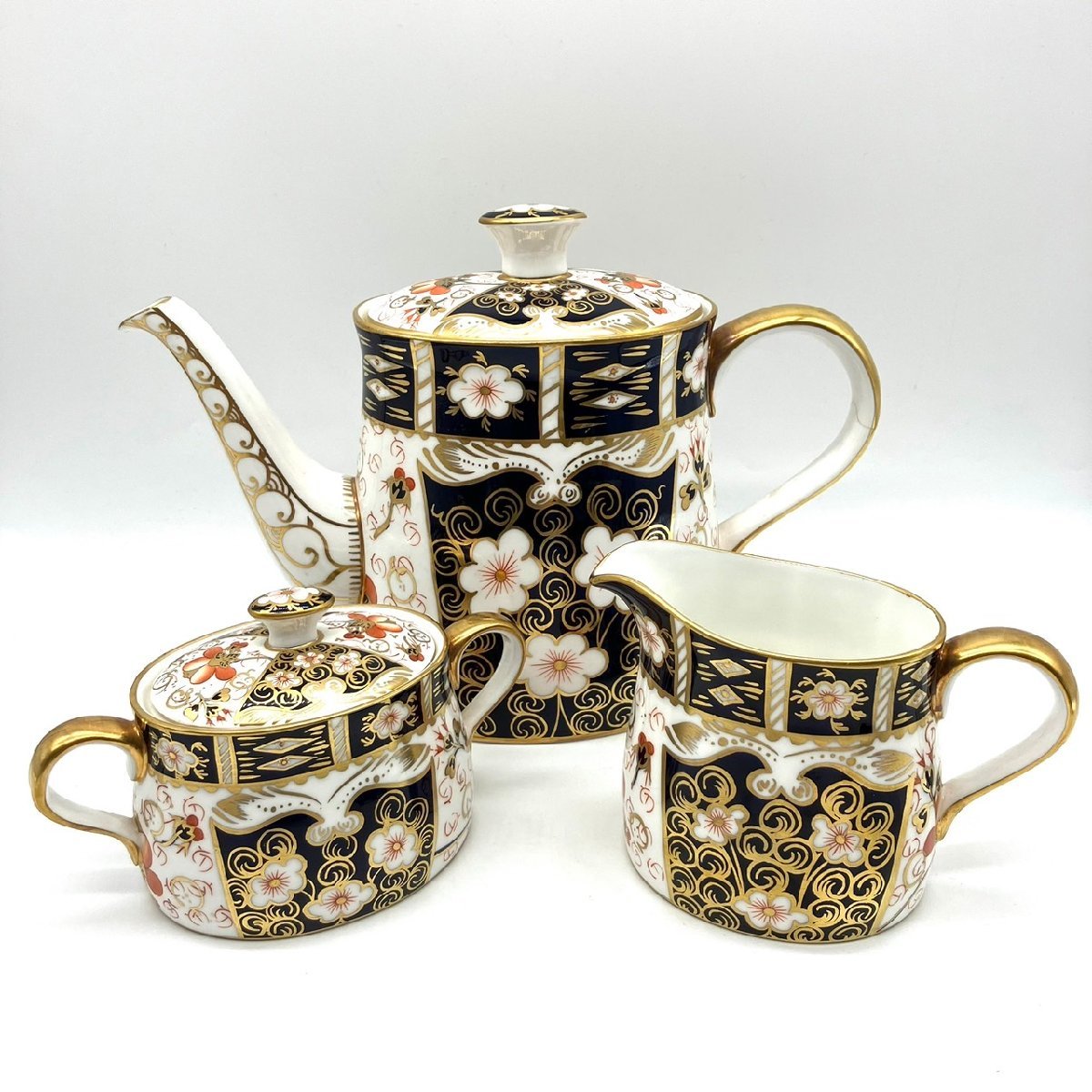 ★1円 ロイヤルクラウンダービー 古伊万里 オールドイマリ ティー シュガー ミルクポット 3点セット