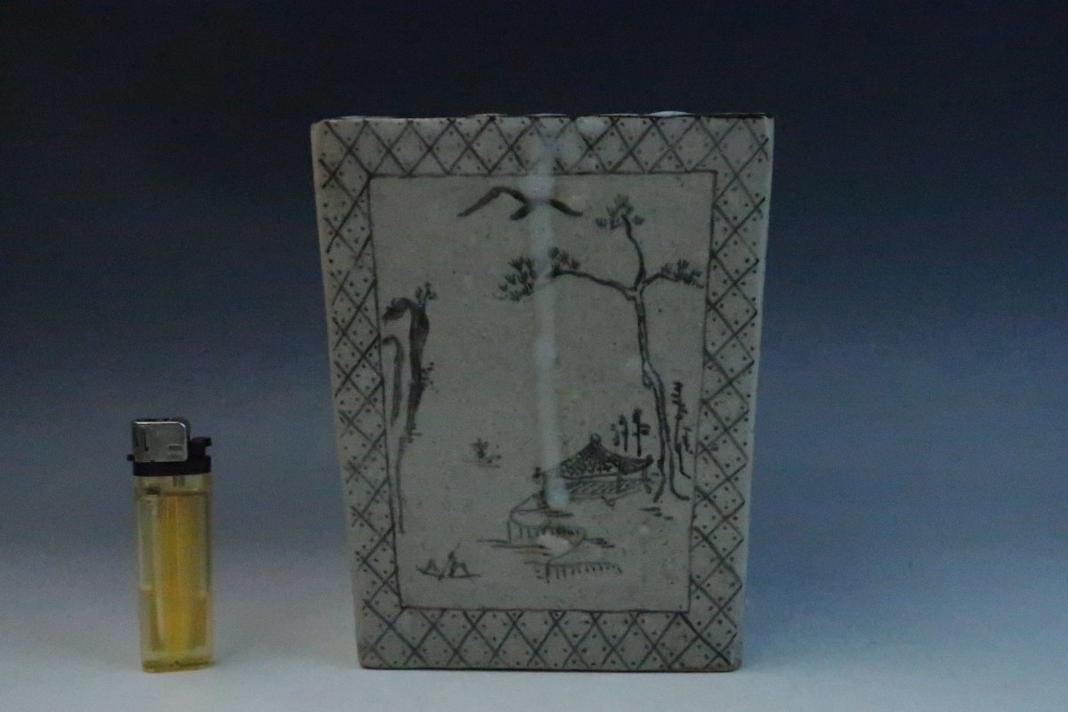 時代物 京焼 乾山焼 尾形乾山 鉄絵 山水寿老人図 角水指 水差 水器