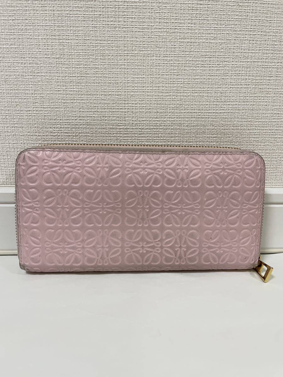 ✨美品✨ロエベ　長財布　ラウンドジップ　アナグラム　パズル　レザー　ピンク ✨美品✨ロエベ 長財布 ラウンドジップ アナグラム パズル レザー