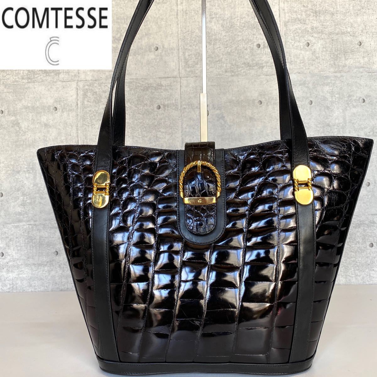 極美品 COMTESSE コンテス シャイニングクロコダイル フォーマル 