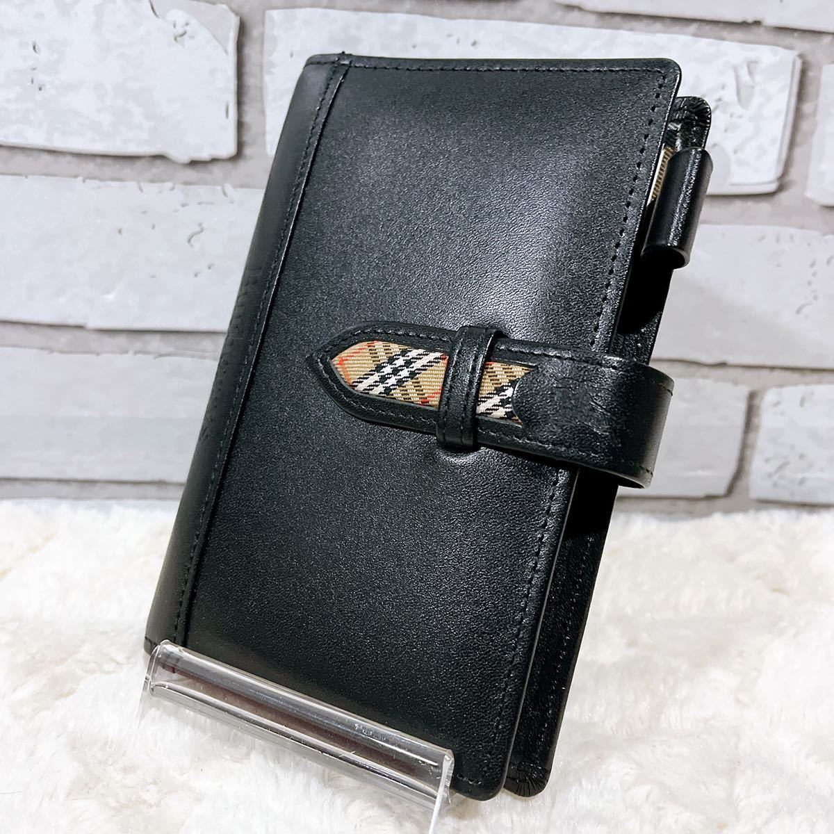 BURBERRY バーバリー 手帳 メモ帳 ノバチェック レザー ブラック 黒 