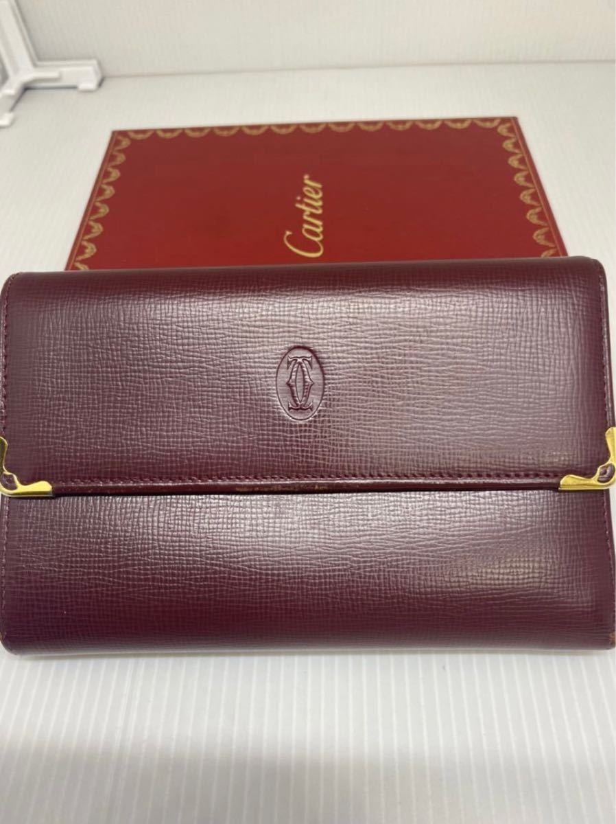カルティエ マストライン Cartier ボルドー 長財布 二つ折り 財布 二 