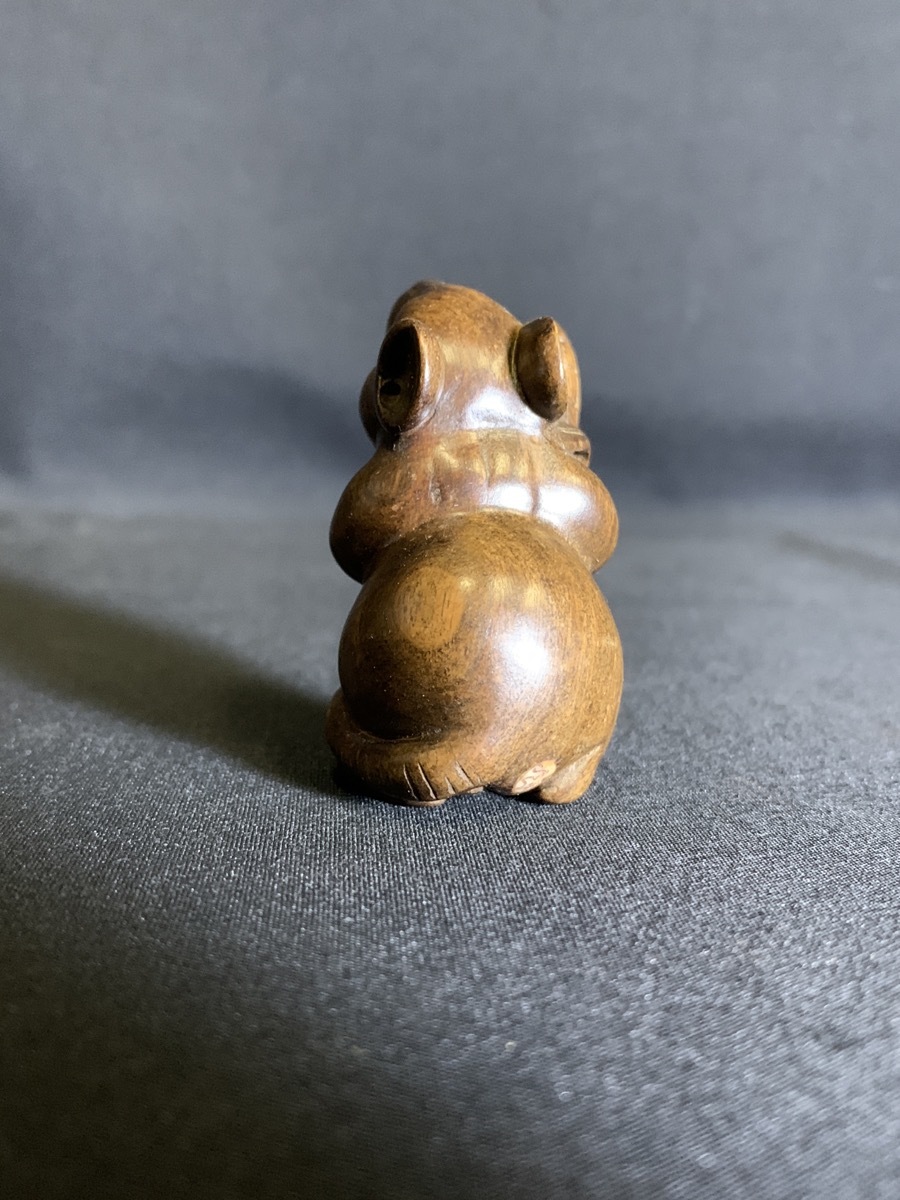 学良 『根付 提げ物 とうきびにネズミ 検）木彫 作家物 在銘 松山？ 杉山？