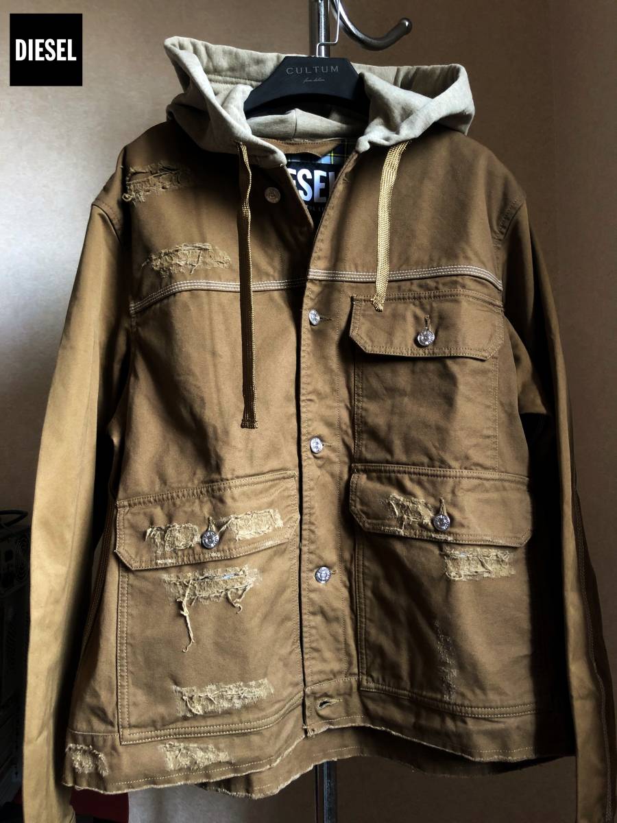 ○極美品！DIESEL デストロイ加工 メタルプレート ワークジャケット 