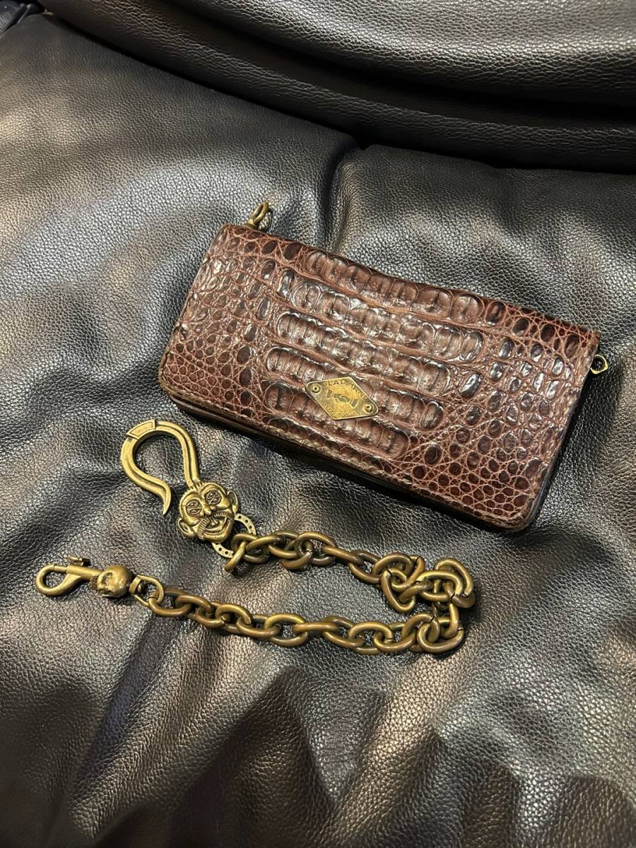 GLAD HAND グラッドハンド ワニ革財布（BRASS財布チェーン付き) BROWN