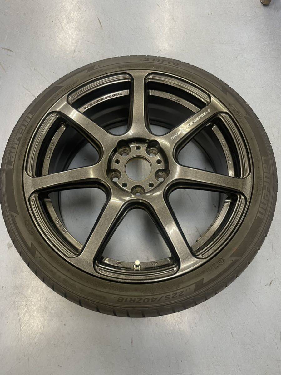 送料無料 掘り出し物 WORK ワーク エモーション T7R 限定カラー DGM タイヤ付き1本 7.5J 18インチ +47 114.3/5H スペア等に！