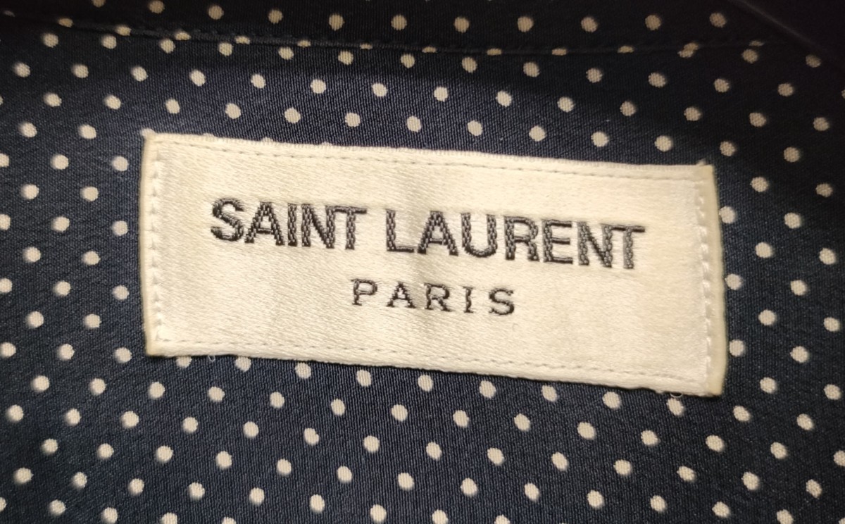 2014SS SAINT LAURENT PARISマイクロドットシルクシャツ／サンローラン
