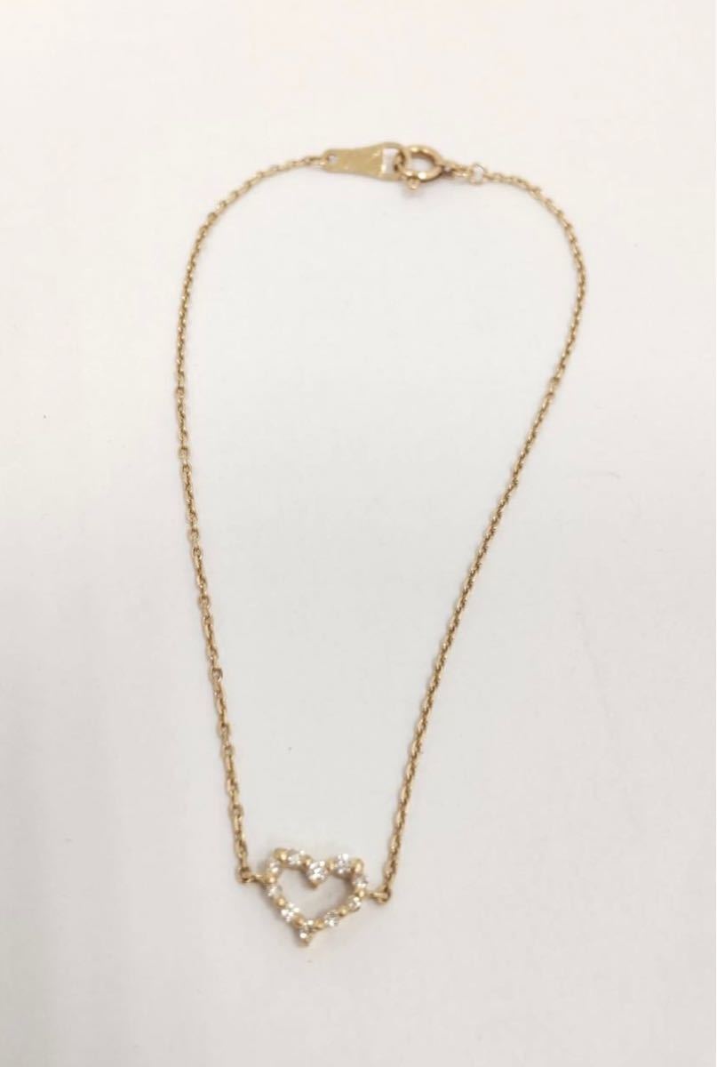 agete アガット ダイヤ ハート ネックレス　18K ゴールド 2511 agete アガット K10YG ダイヤ オープンハート ブレス