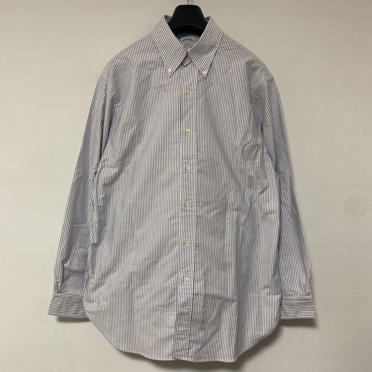 美品 米国 製 ブルックスブラザーズ オックスフォード ボタンダウン シャツ 16 - 33 L brooks br アメリカ USA 製 ストライプ 