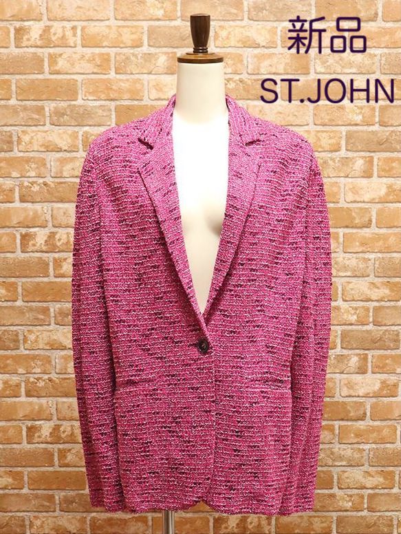 新品・US10・イタリア製】ST.JOHN・ツイードニット ジャケット JOHN 