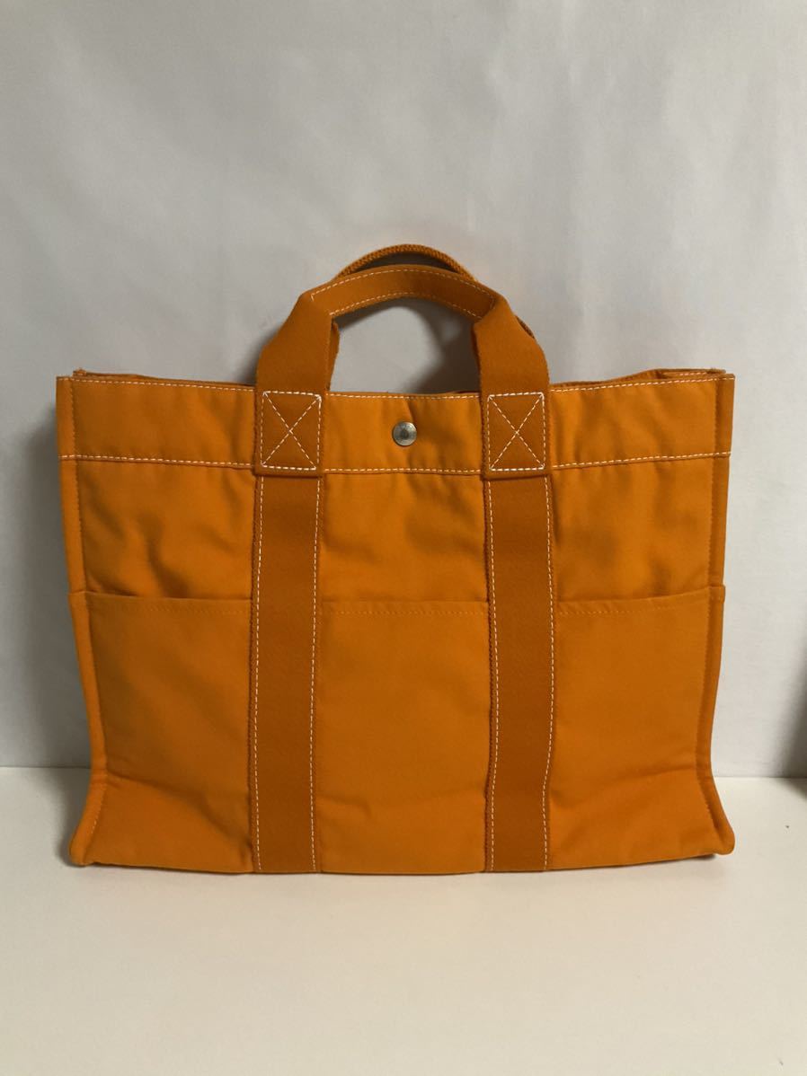 営KW102-100◆ HERMES エルメス ドーヴィルMM オレンジ キャンバス ステッチ トートバッグ FRENCH FESTIVAL OF Hawaii 2003