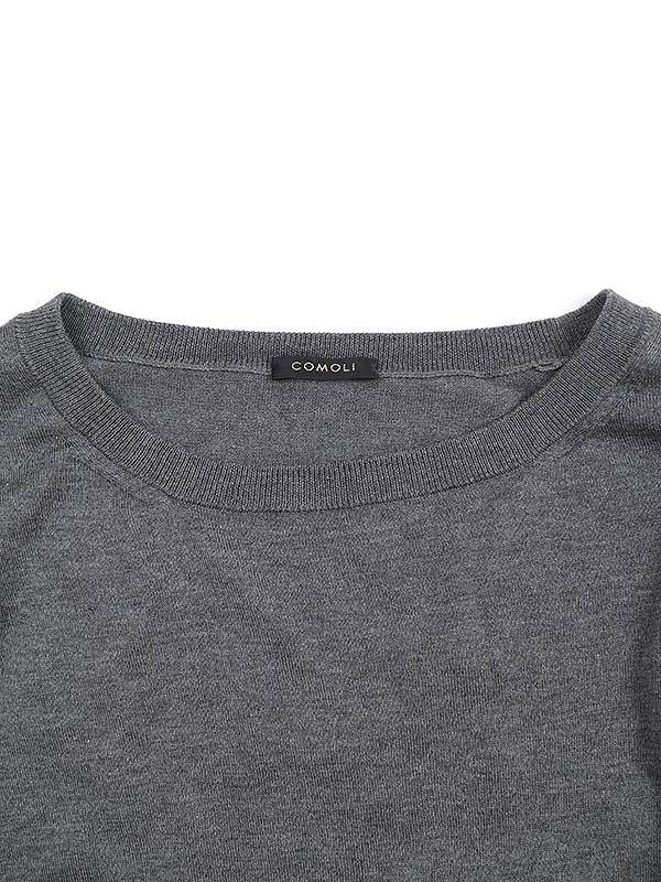 COMOLI コモリ 21SS 18G クルーネック ニットセーター グレー サイズ:F 