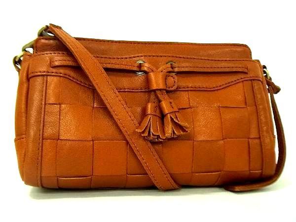 1円 ■極美品■ Dakota ダコタ レザー 編み込み クロスボディ ショルダーバッグ 斜め掛けかばん 肩掛け レディース ブラウン系 AJ5299ハU