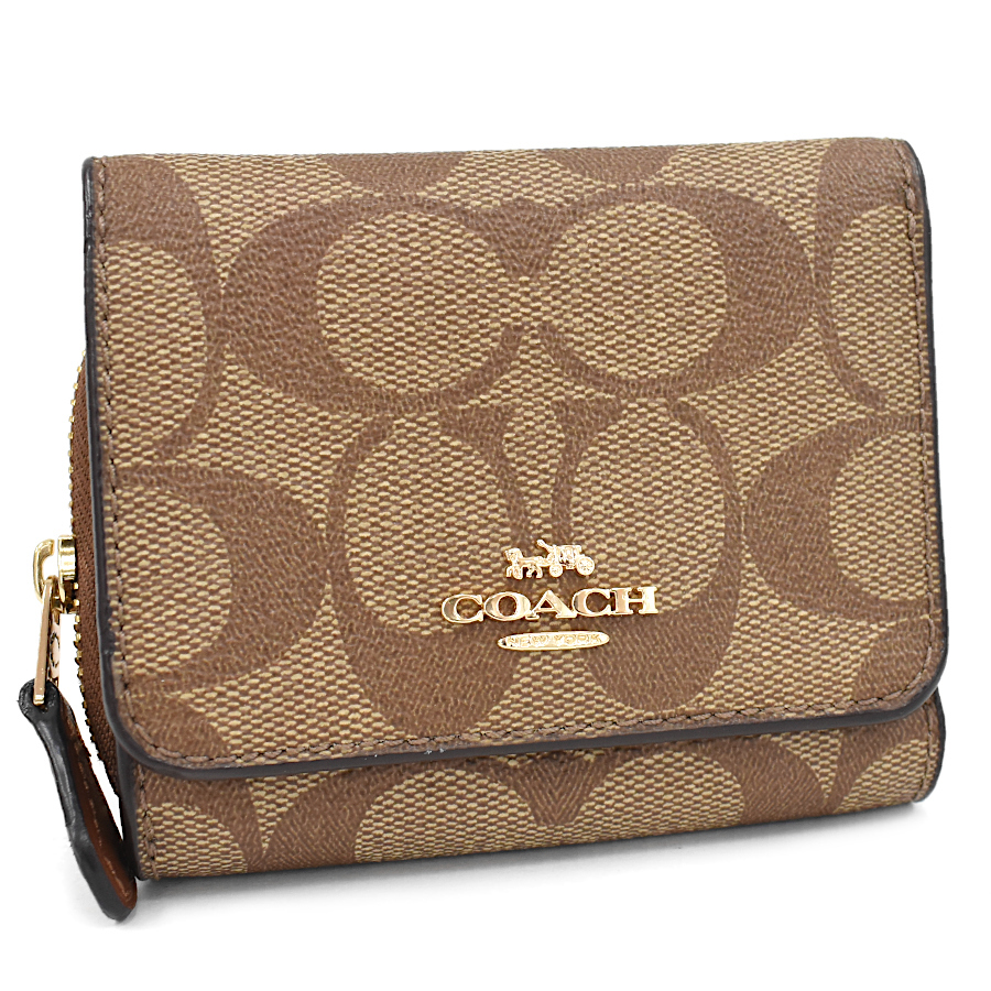 人気，セール1点限定 同様 コーチ シグネチャー スモール トライフォールド ウォレット 三つ折り財布 F41302 カーキ&times;サドル2 ブラウン COACH(女性用財布)｜売買されたオークション情報、yahooの商品情報 服飾小物