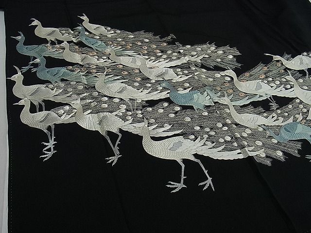 平和屋着物□豪華黒留袖 総刺繍 孔雀文 逸品 kb0706 平和屋着物□豪華