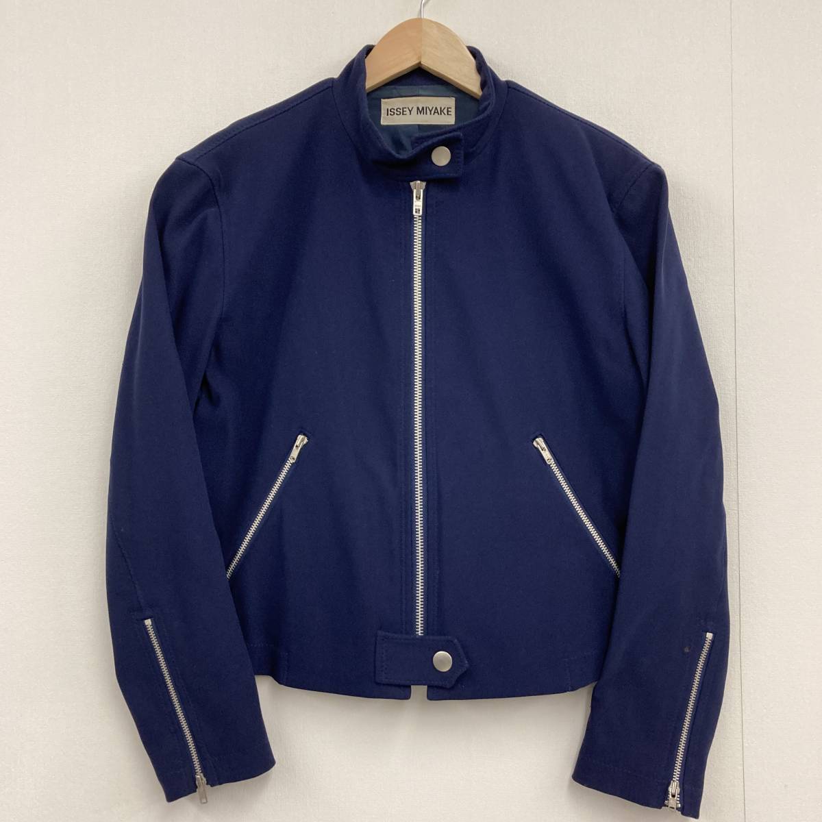 90s ISSEY MIYAKE シングル ライダースジャケット ネイビー Mサイズ イッセイミヤケ ブルゾン コート ビンテージ VINTAGE archive 3030228