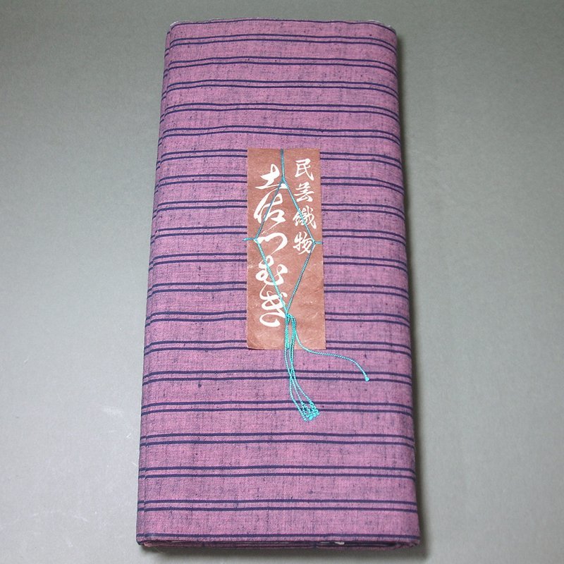 慶應◆希少！ 高知伝統工芸 土佐つむぎ 濱田織物製 木綿紬 大巾反物 未使用・見仕立て品