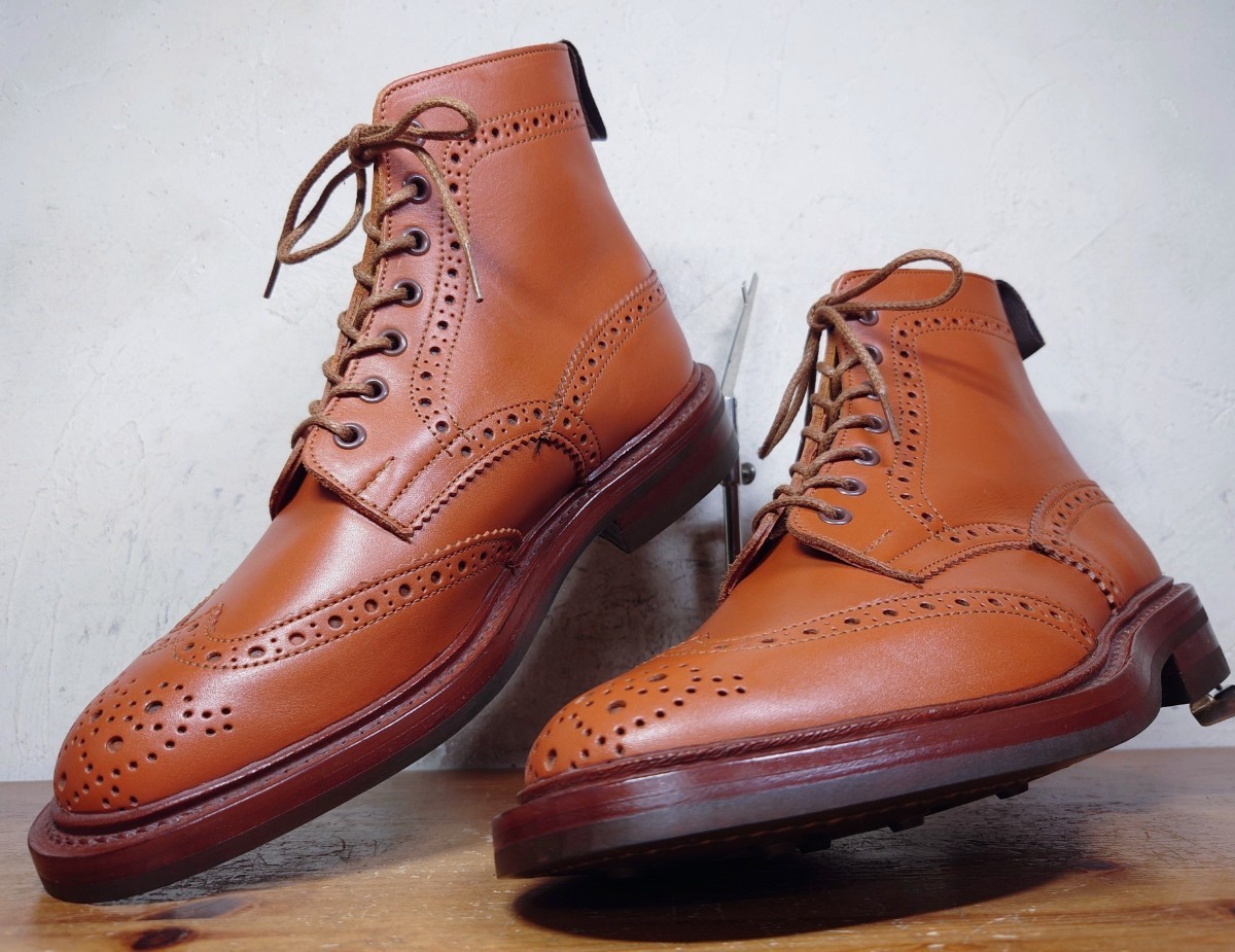 【試し履きのみ/未使用】英国製 Tricker's/トリッカーズ M2508 モールトン カントリー ブーツ US8 Fit.5 26cm相応 シーシェイド/クロケット