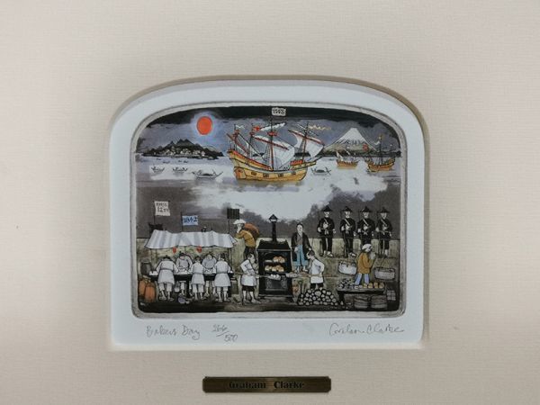 陵】r74az111r グラハム・クラーク Baker's Day 銅版画 266/500 ・絵画