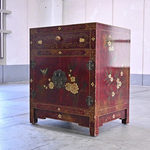 李朝家具 箪笥 キャビネット タンス 花柄 小鳥 収納 引き出し 伝統家具