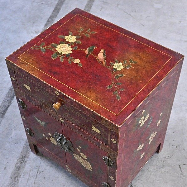李朝家具 箪笥 キャビネット タンス 花柄 小鳥 収納 引き出し 伝統家具
