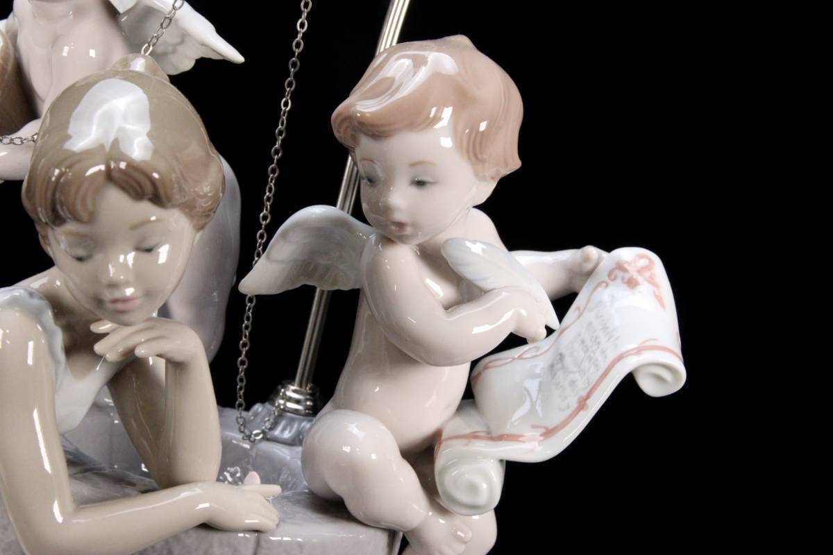 LLADRO リヤドロ 天使 置物 2体 セット アンティーク ◇錵◇2 百貨店購入 LLADRO リヤドロ 「幸せを運ぶ天使たち」 38.5cm