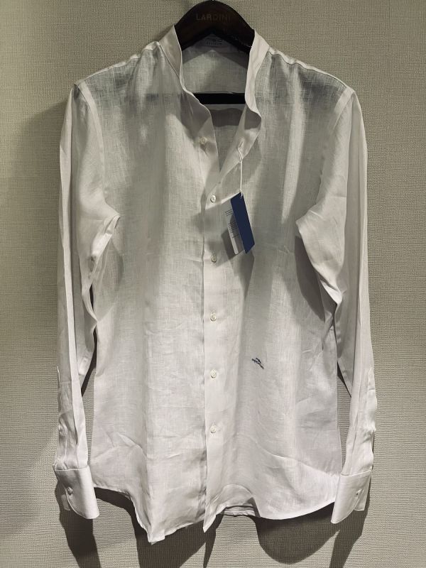 1332】新品8.2万【malo / マーロ　39　麻100％　リネンシャツ　BOX付　バンドカラー　フィレンツェ最高メゾン】ホワイト &frasl; 992新品8.2万malo マーロ No. SS39228 Sterilelink