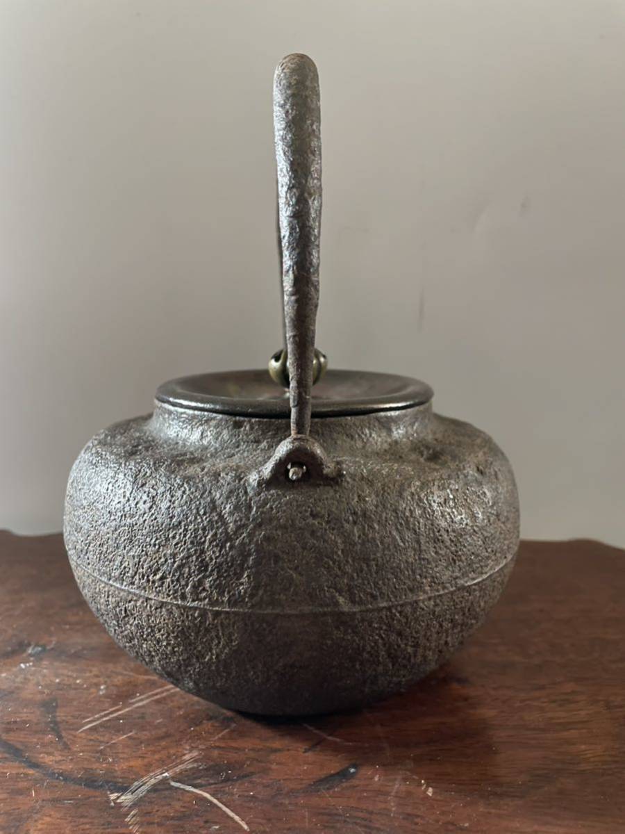 小振 天明形 釜師 龍文堂 煎茶道具 鉄瓶 亀文堂 丸形