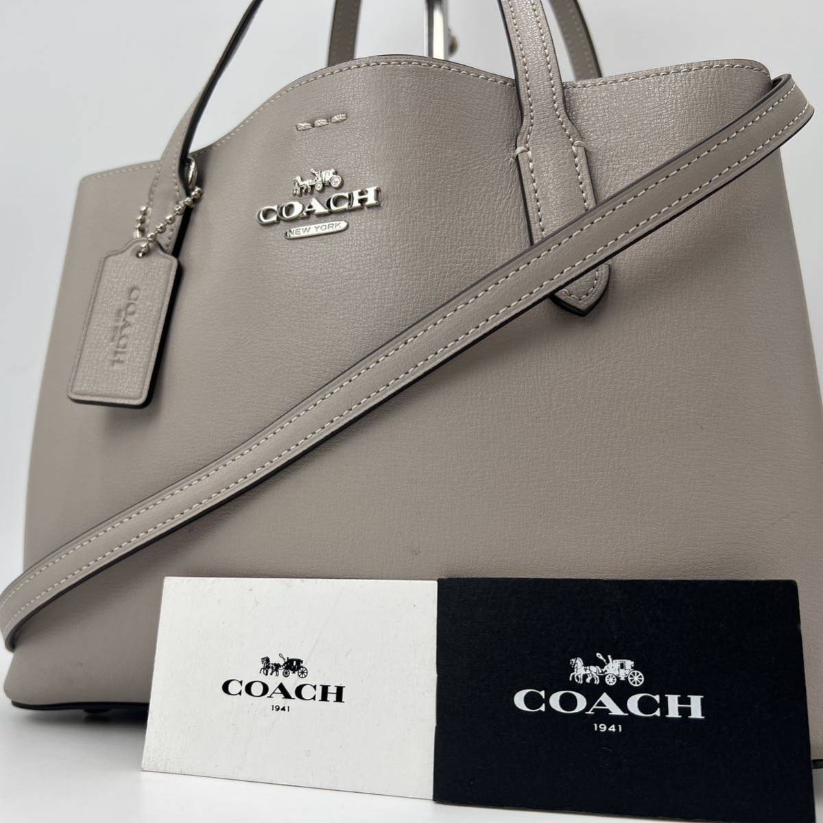 極美品 COACH コーチ トートバッグ 肩掛け キャンバス レザー ブルー 1 
