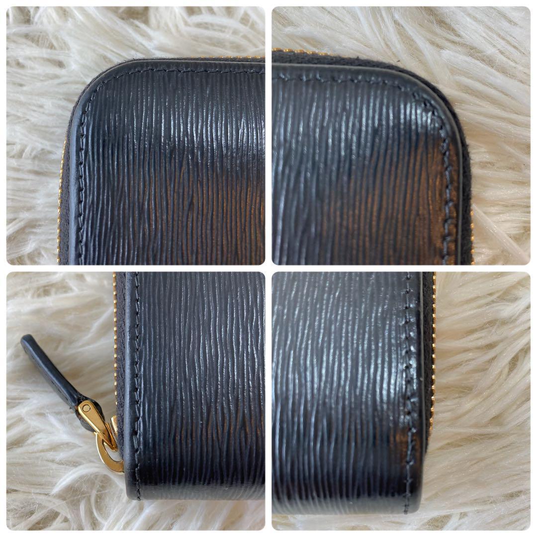【極美品】PRADA ラウンドファスナー　ヴィテロムーブレザー　ゴールド金具　黒 極美品】PRADA プラダ ヴィッテロムーブレザー ラウンドファスナー 長
